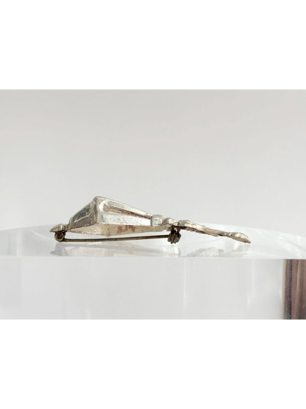 Lang Sterling Circa 1950's Lamp Post Citrine Sterling Silver 925 Vintage Brooch - Picture 9 of 13